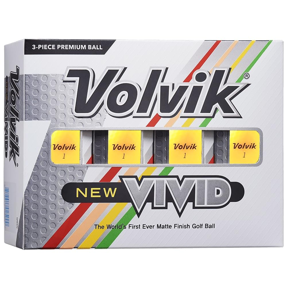 Volvik matte yellow front packaging showing dozen and matte finish for visibility
