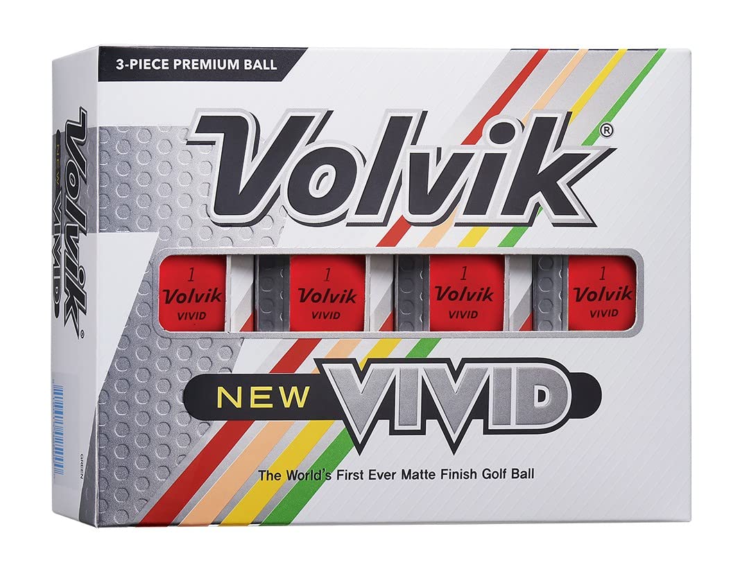 Volvik Vivid matte red dozen front packaging showing brand and color for easy selection and visibility