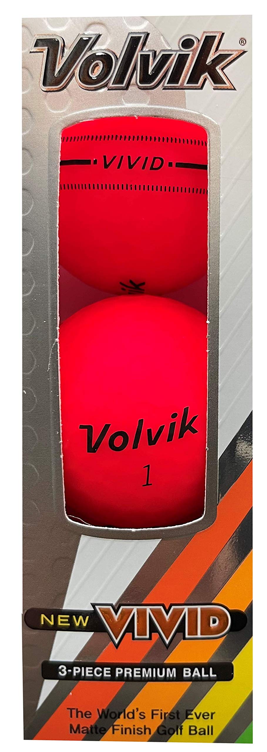Volvik Vivid ball in flight from a tee shot showing red color and distance tracking benefit