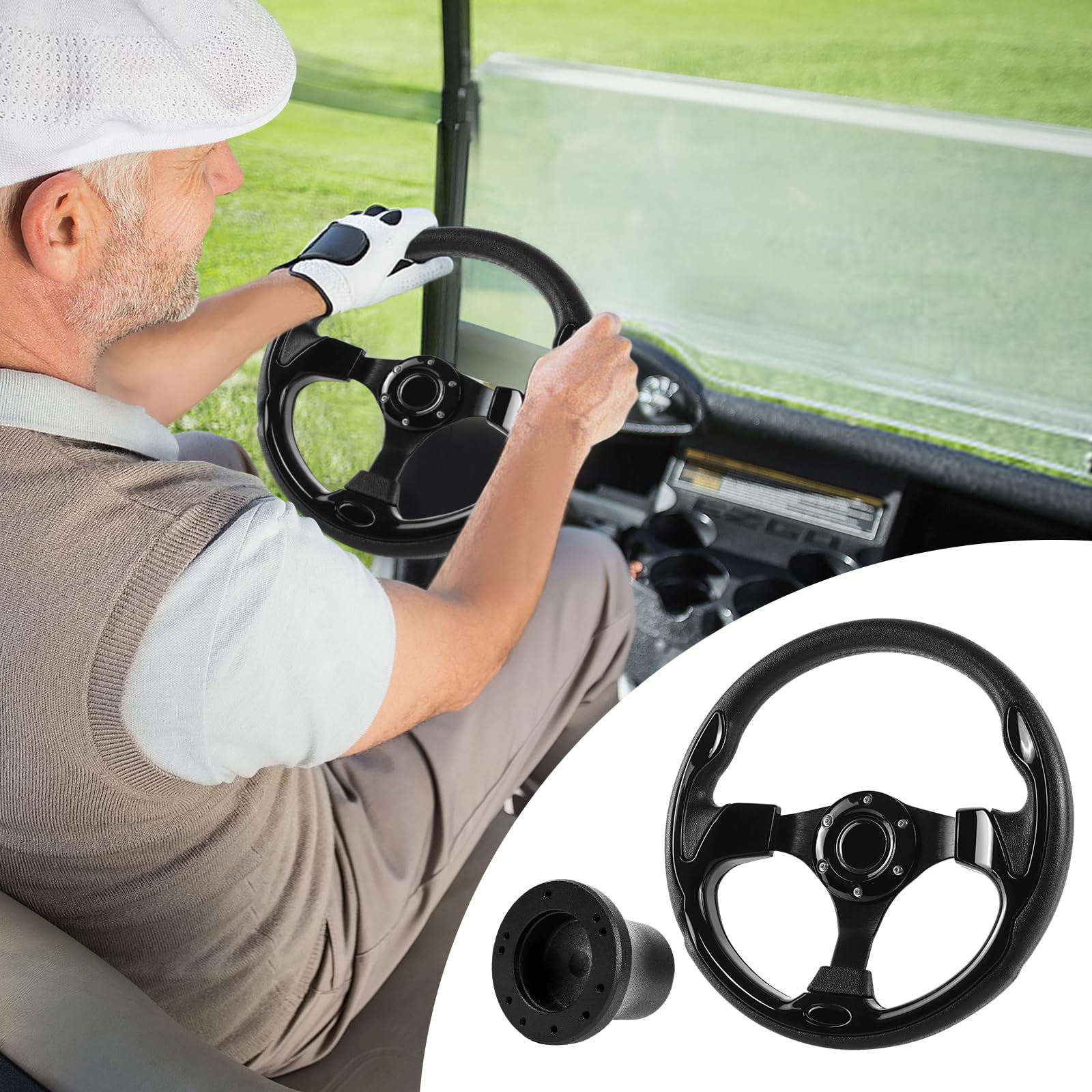 VOONKE steering wheel installed on Club Car Precedent for immediate upgrade