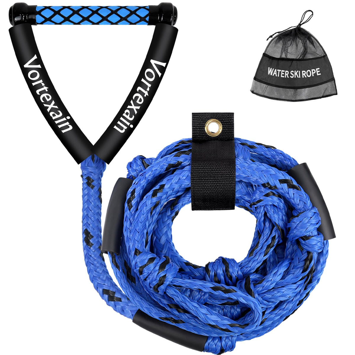 Vortexain front view of full wakesurf rope kit showing portability and complete set