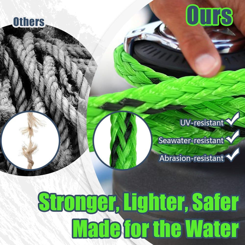 Vortexain rope next to measuring tape showing 60ft length for safe towing distance