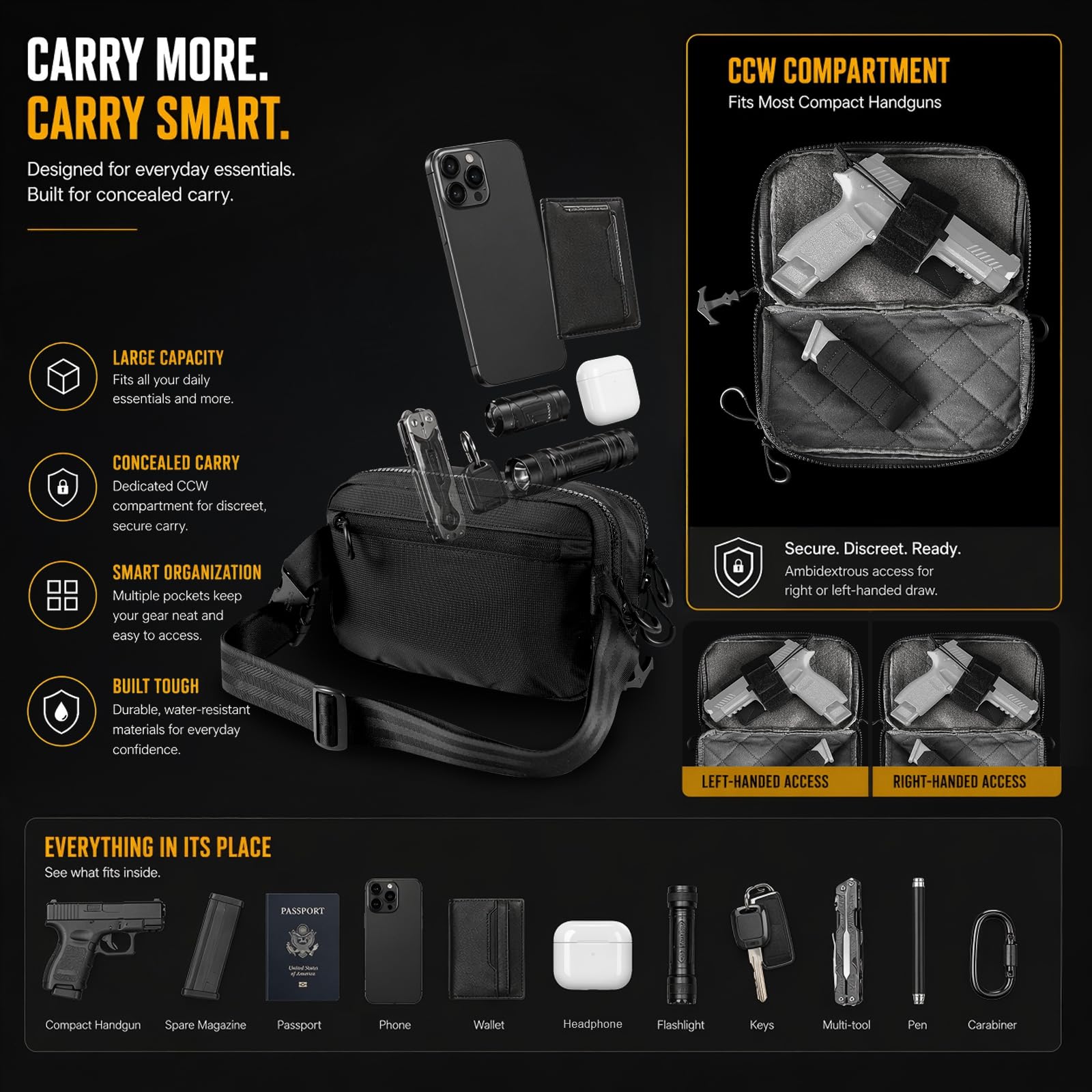 VOTAGOO magazines and accessories arranged to show organized EDC storage