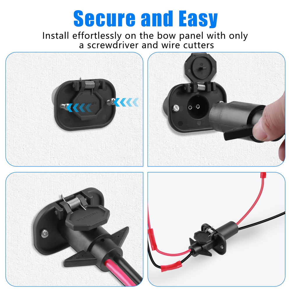Vowish waterproof cap detail showing spring-loaded seal protecting socket