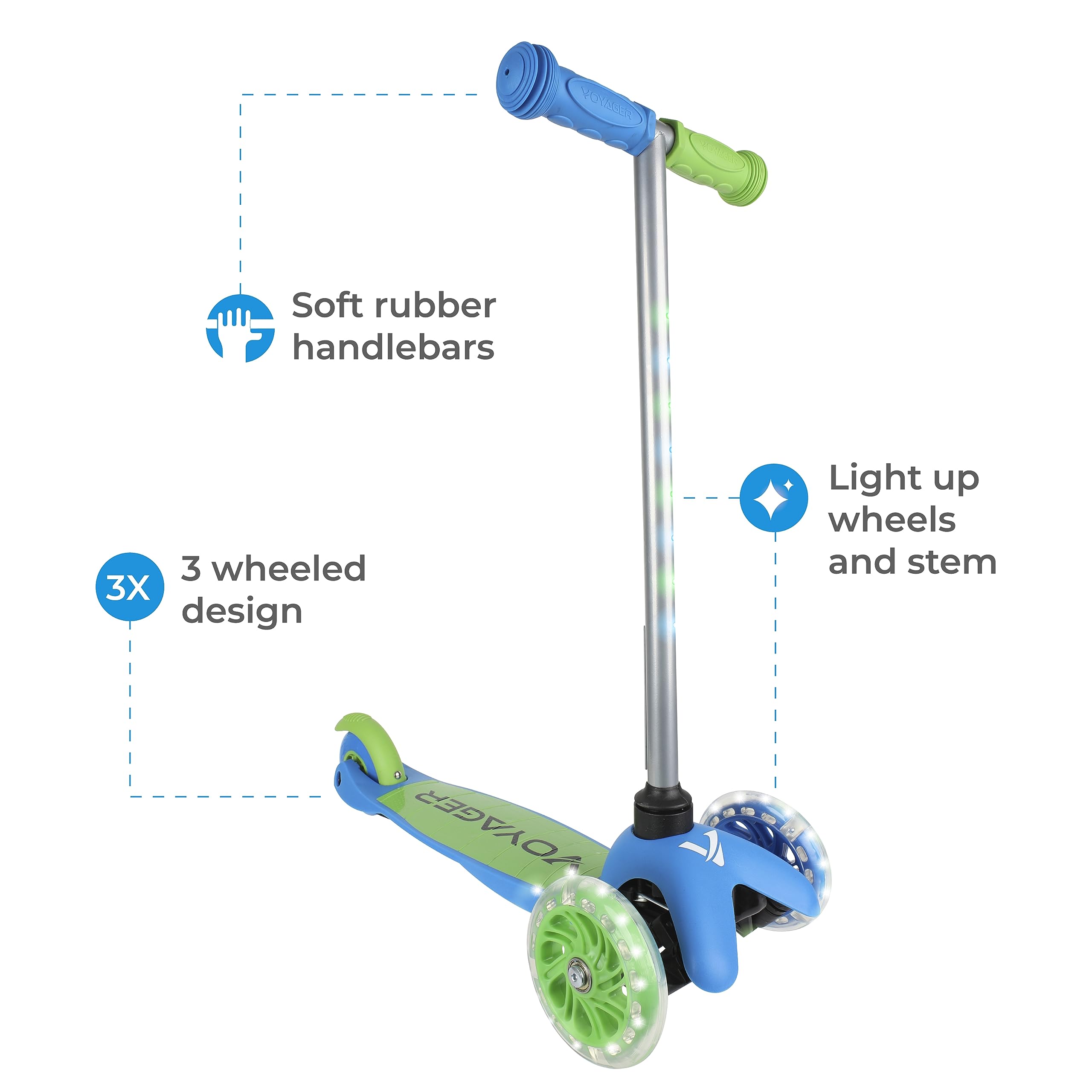 Voyager light-up wheel close-up that increases visibility and adds fun