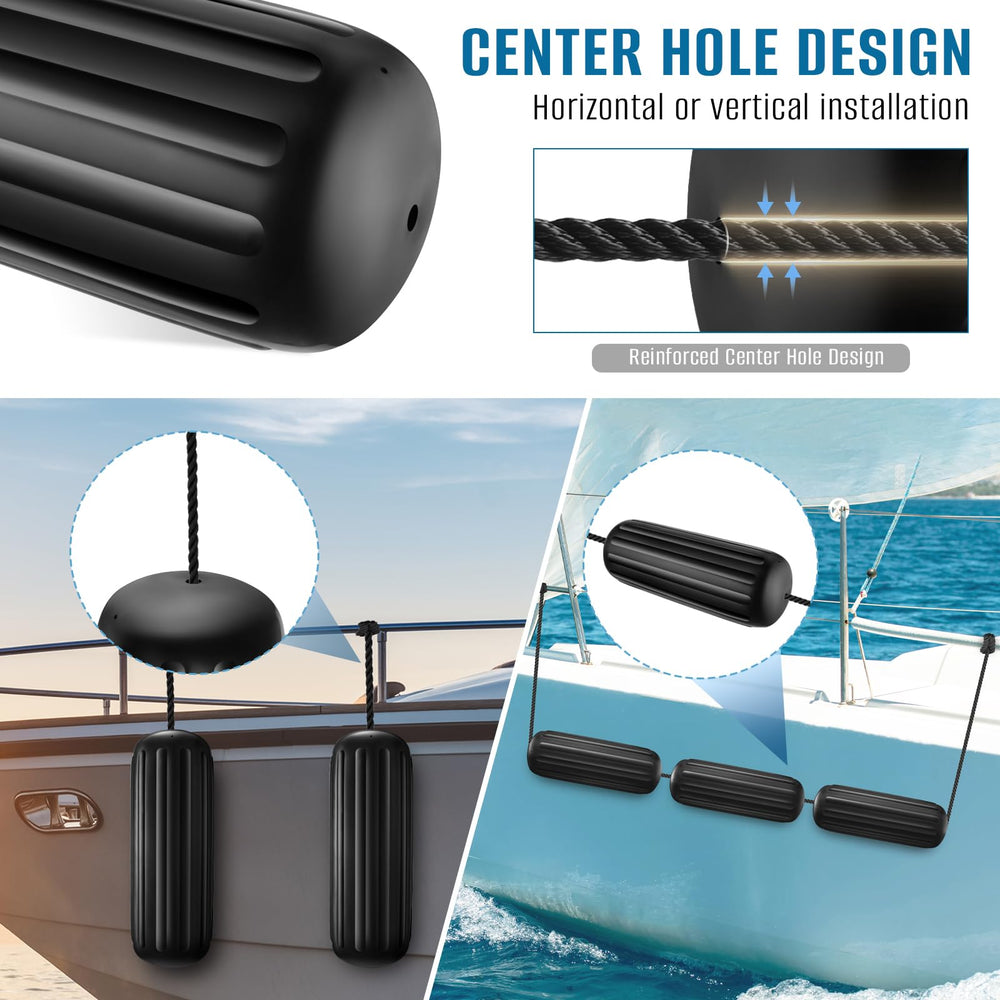 VOYOCHT inflated fender mounted between boat and dock preventing contact