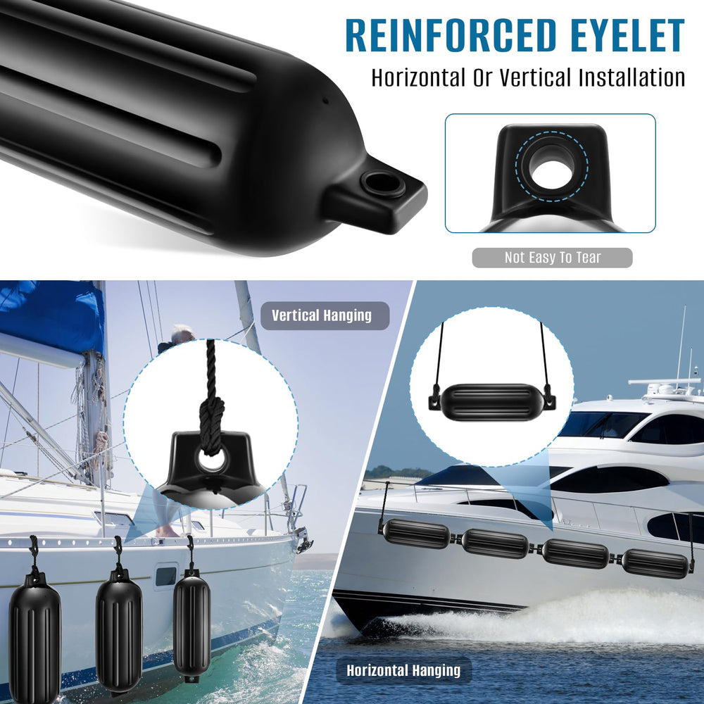 VOYOCHT inflated fender mounted on boat protecting hull from impact