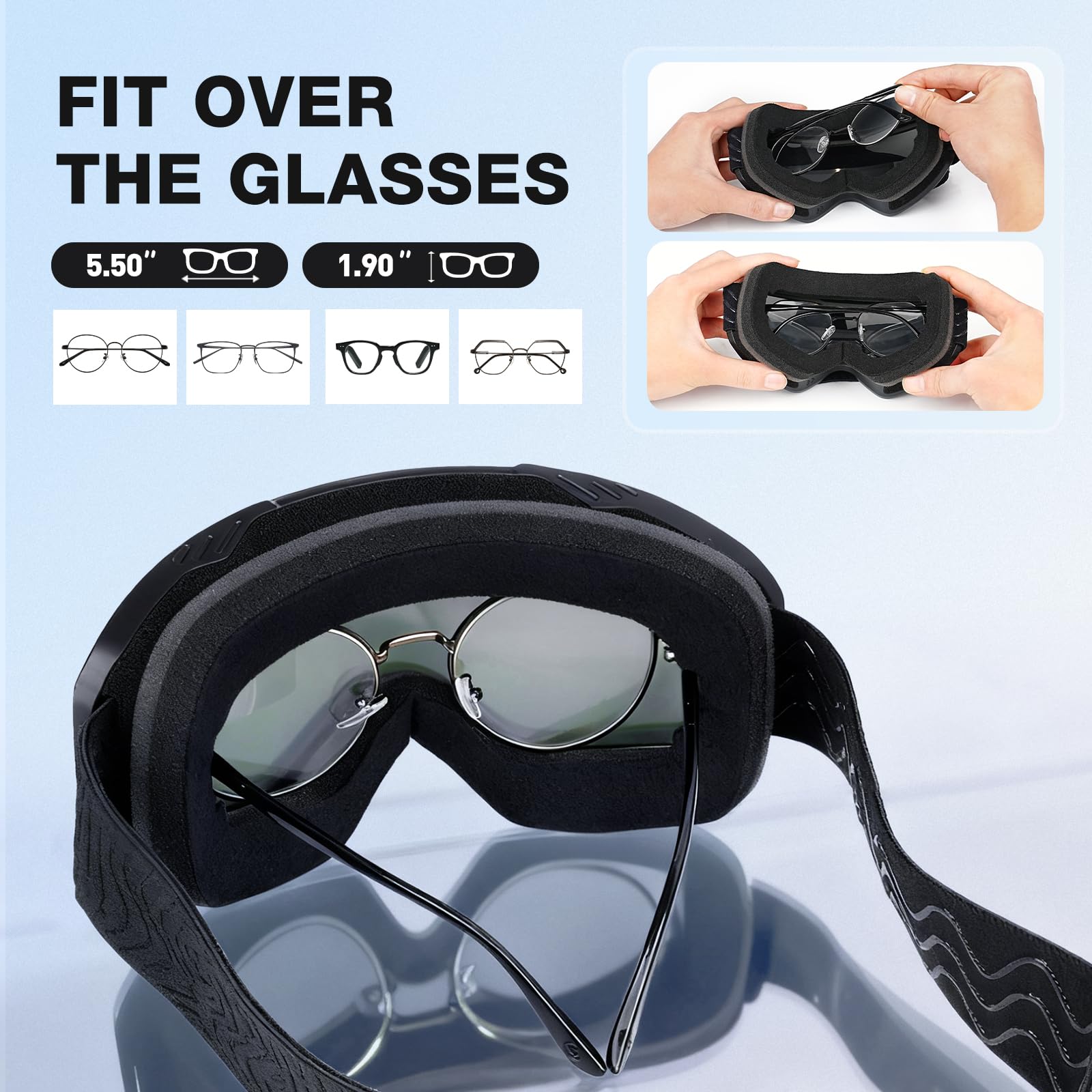 VOZAPOW triple-layer foam and TPU frame detail for comfortable seal