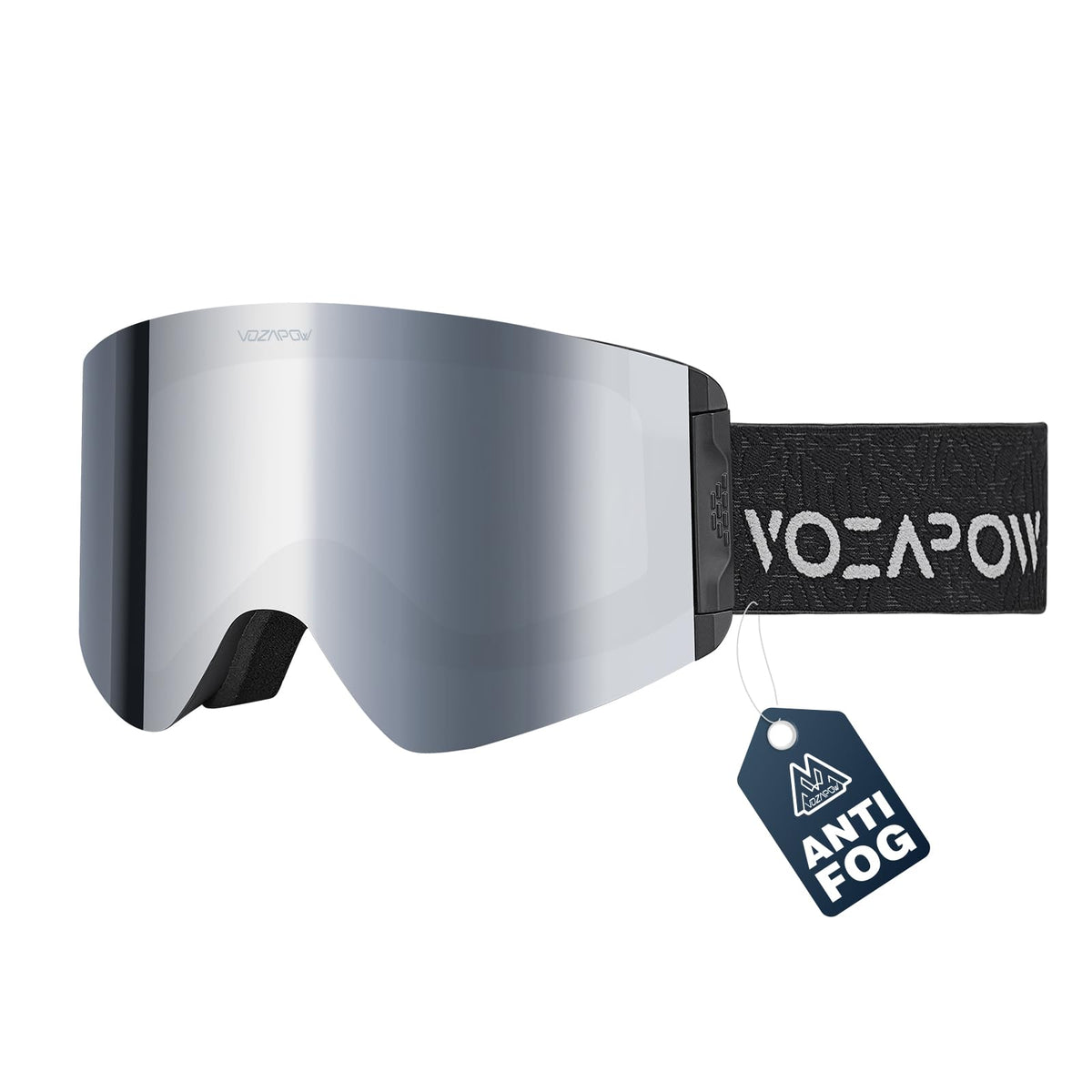 VOZAPOW front view of goggles showing wide field of vision and fit