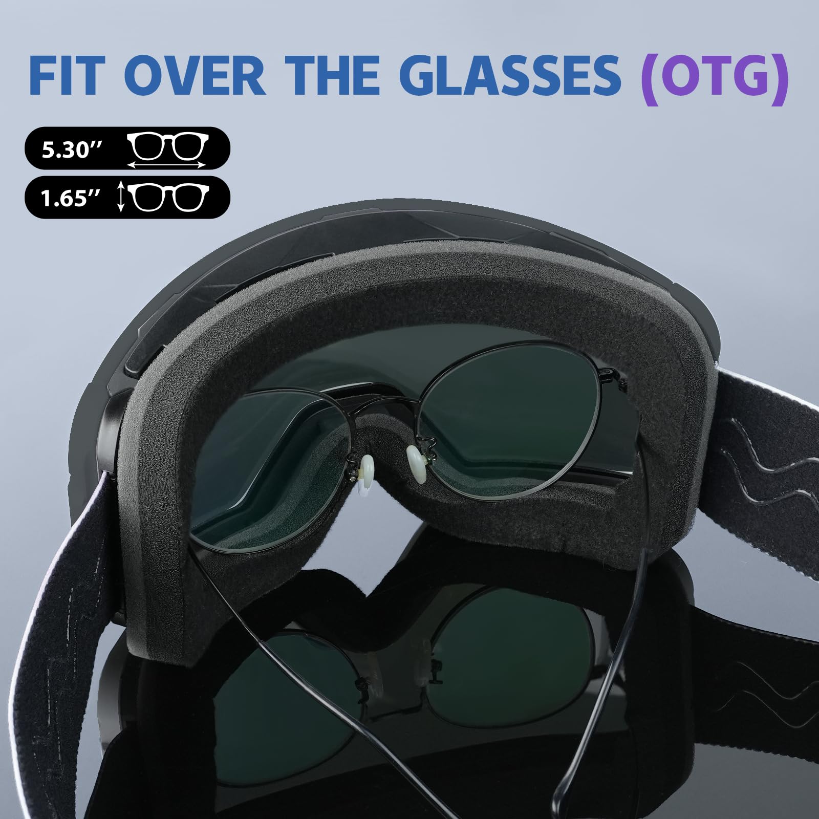 VOZAPOW goggles on skier in slope setting, delivering clear vision and comfort