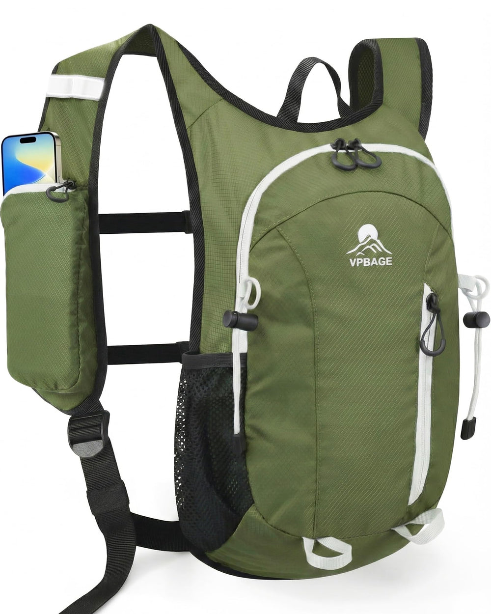 VPBAGE front view of foldable backpack showing compact design and pockets
