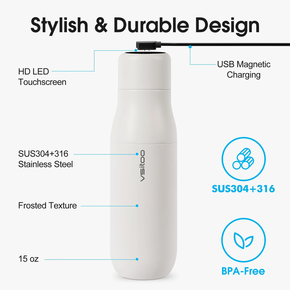 VSITOO S1 held in hand showing 15oz size for easy portability