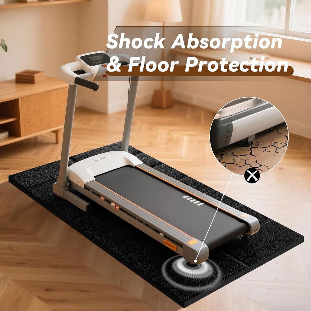 VTORY treadmill placed on mat demonstrating reduced vibration and stability
