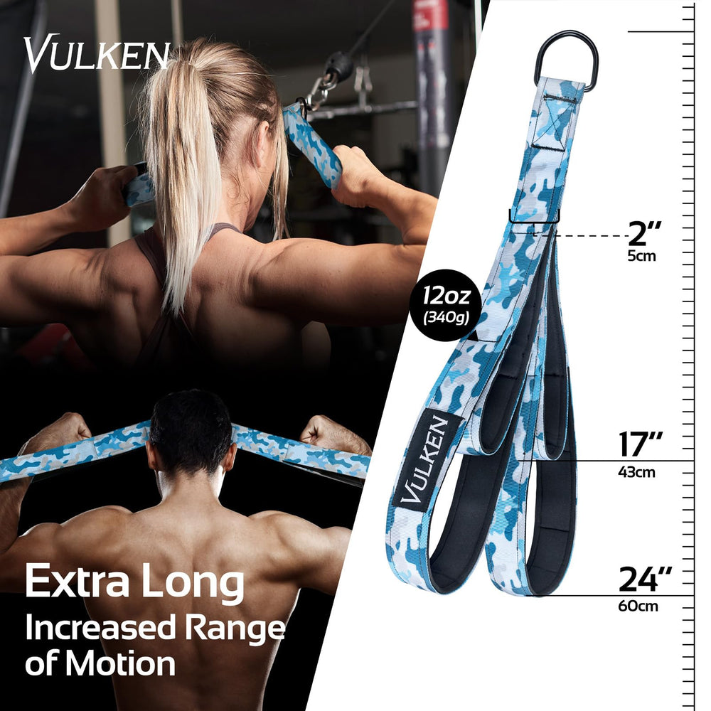Vulken tricep rope close-up of center knot showing reinforced stitching and secure grip