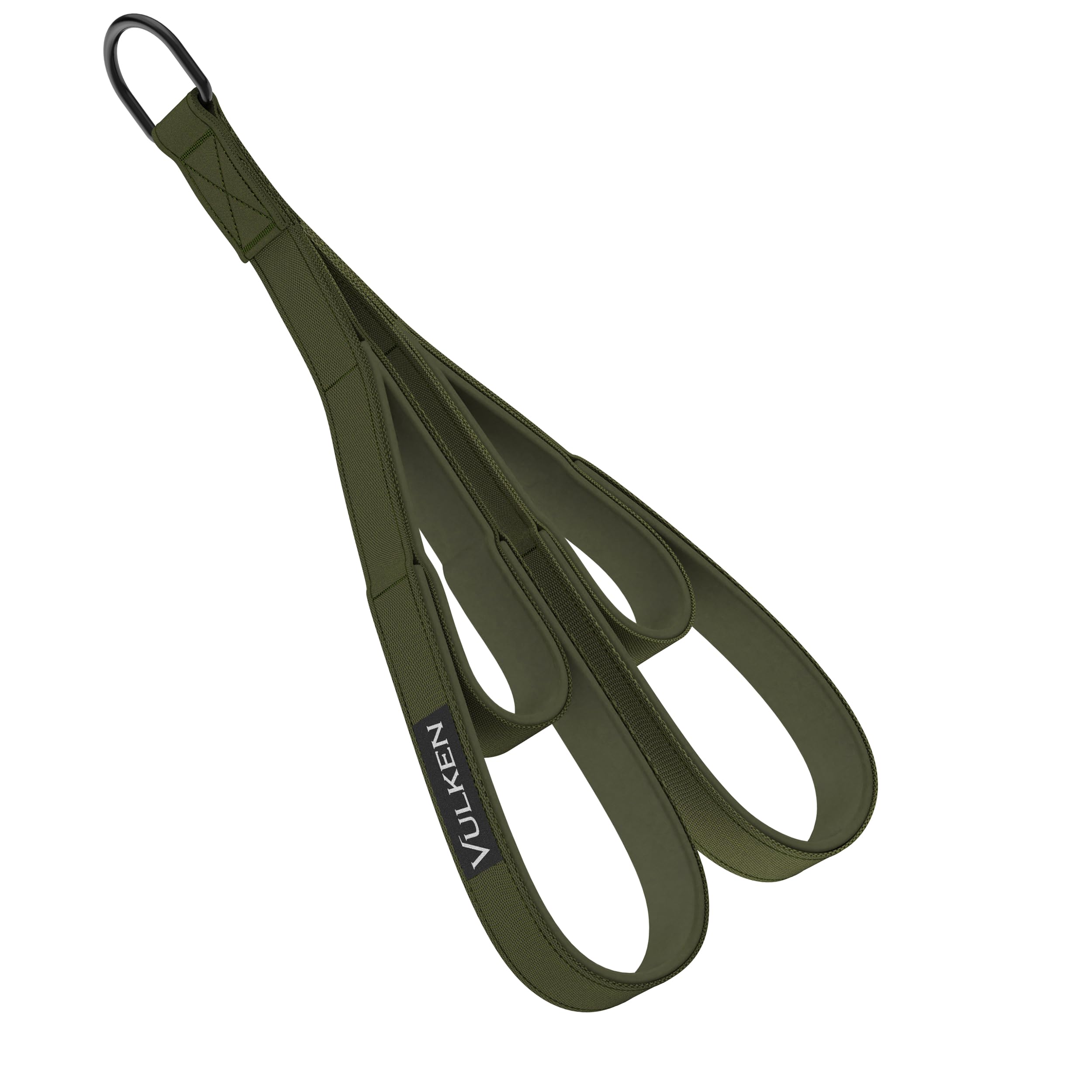 Vulken front view of dual-length tricep rope showing both 24 and 17 inch grips for versatility