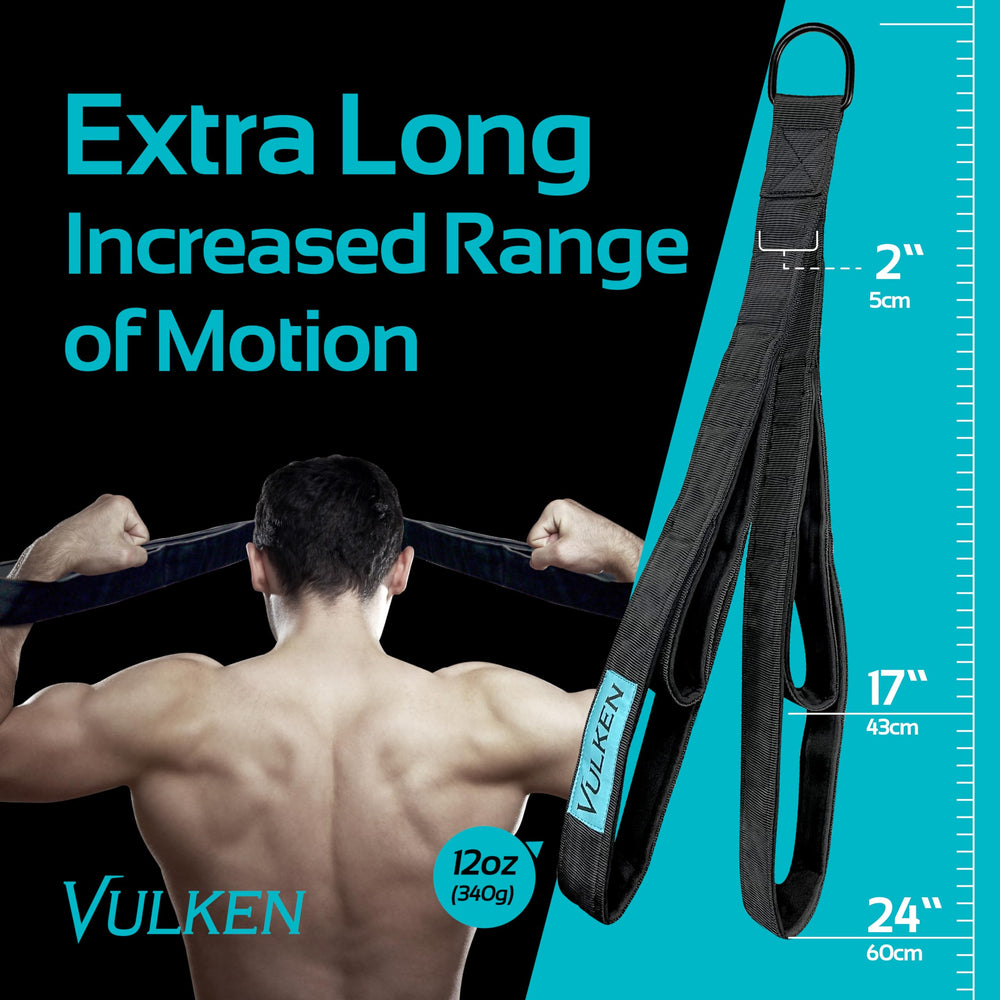 Vulken tricep rope displaying multiple grip positions to reduce wrist strain and improve ergonomics