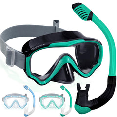 Vvinca front view of mask and snorkel showing full kit and convenience