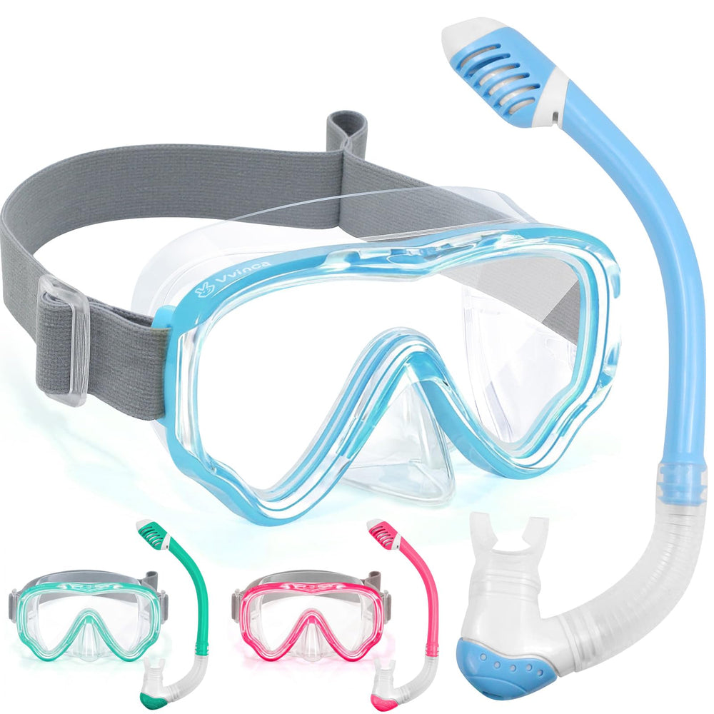 Vvinca front view packaging showing complete kids snorkel kit and benefits