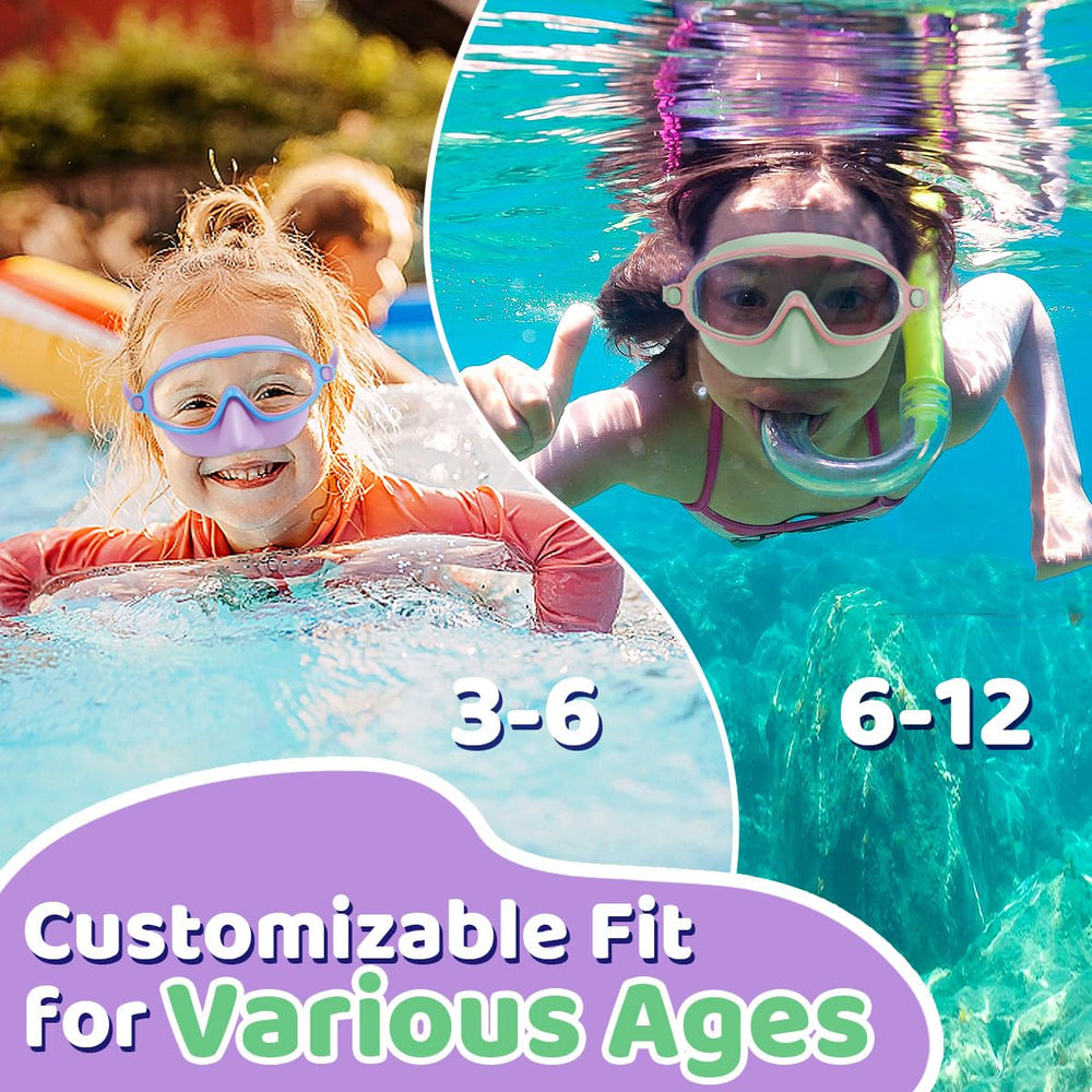 Vvinca kids wearing goggles in pool enjoying clear vision and comfortable fit