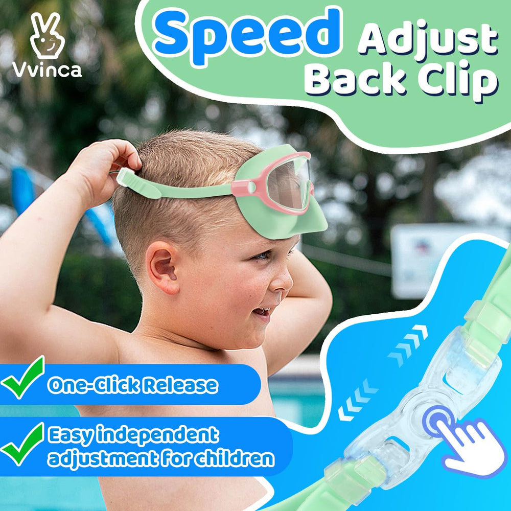 Vvinca goggles held in hand to show scale and suitability for ages 3 to 12
