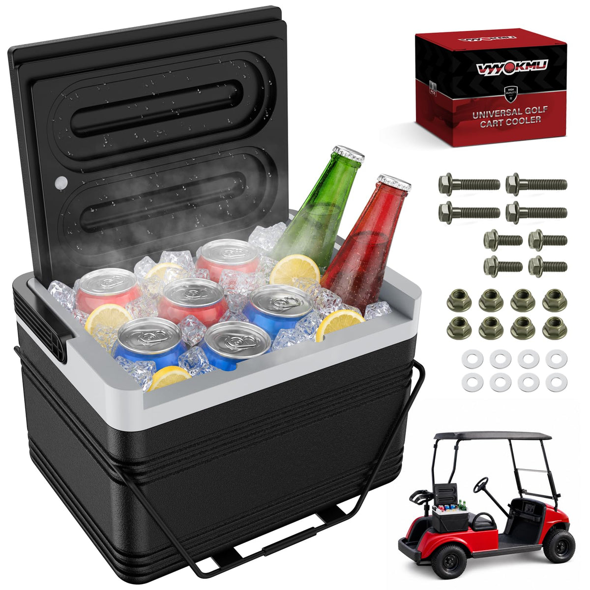 VYYOKMU front view of cooler showing compact mountable design and easy access