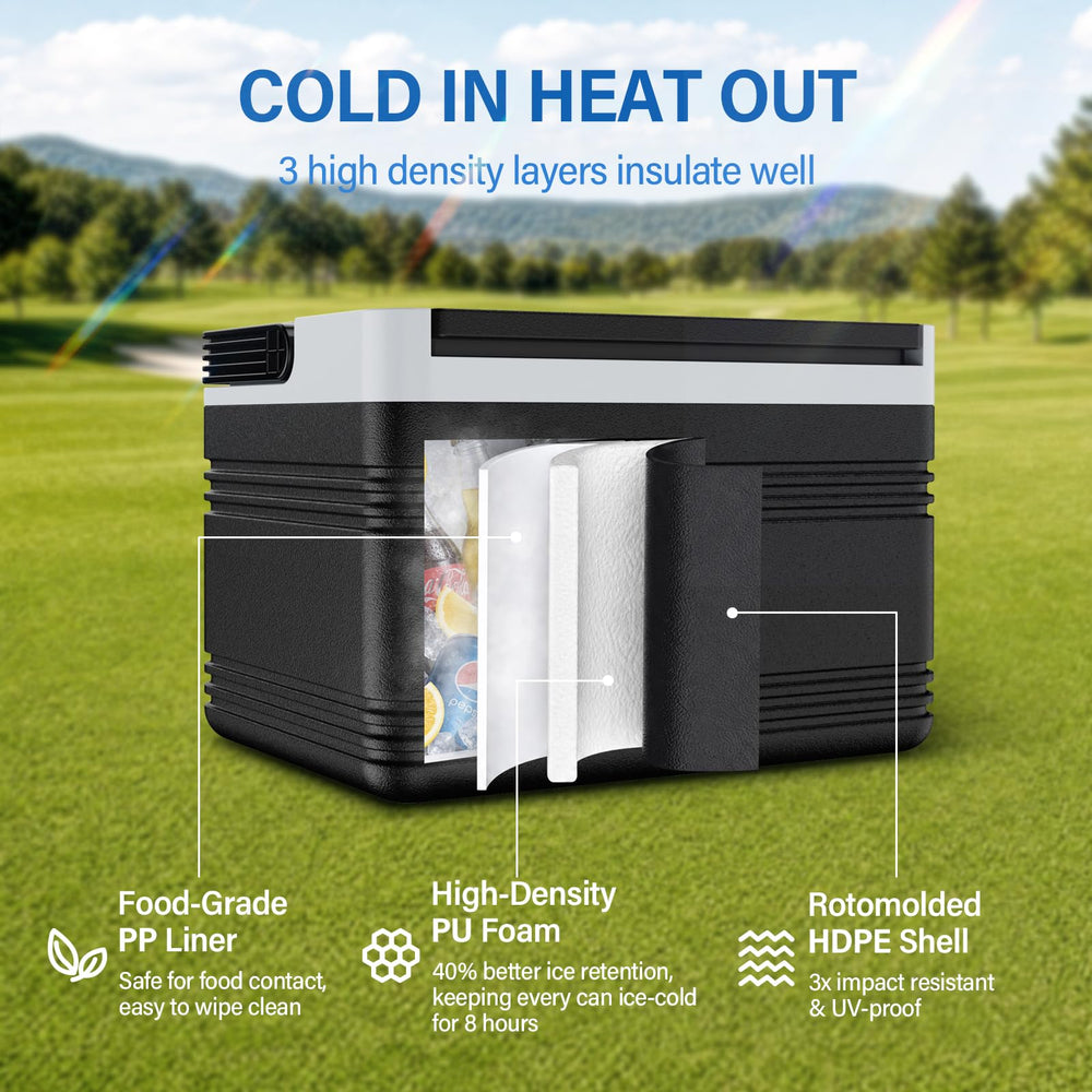 VYYOKMU cooler with cans for scale showing 15-can capacity benefit