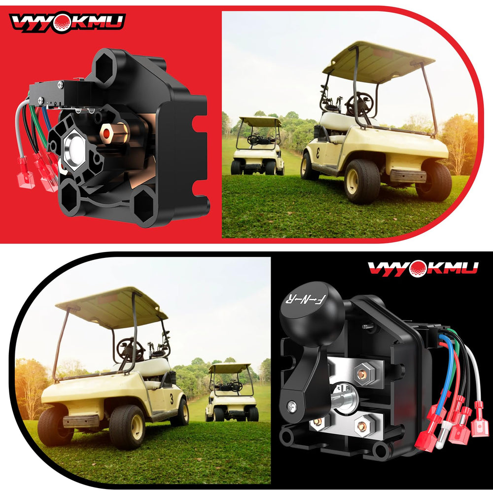 VYYOKMU installed on golf cart in use illustrating restored forward and reverse control