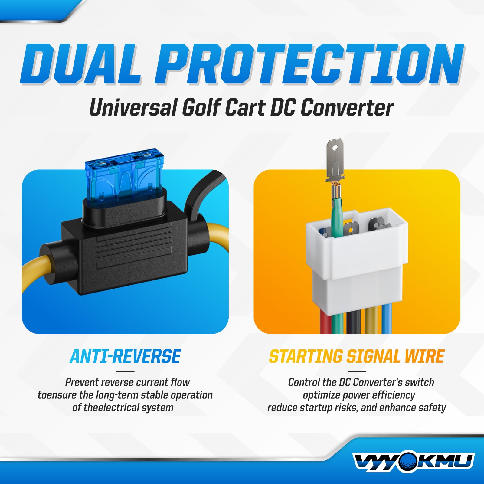VYYOKMU mounted on a golf cart chassis demonstrating stable fit and protected placement