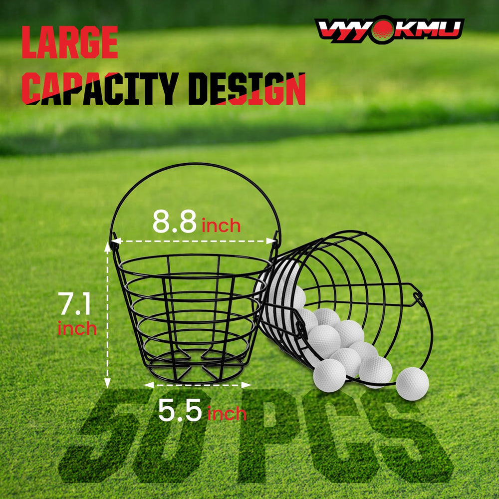 VYYOKMU side profile filled with golf balls demonstrating 50-ball capacity