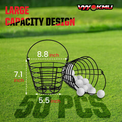 VYYOKMU side profile filled with golf balls demonstrating 50-ball capacity