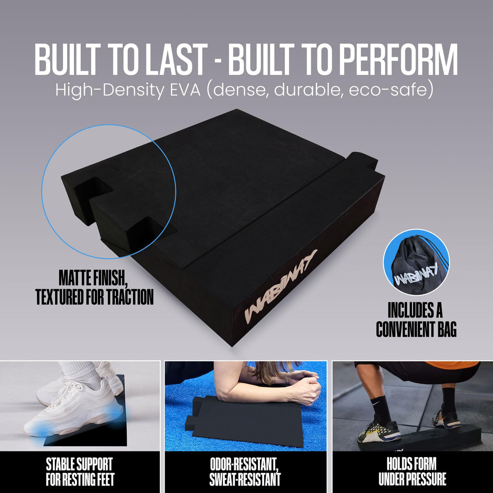 WABIWAY used for calf raises showing full range and controlled loading benefit