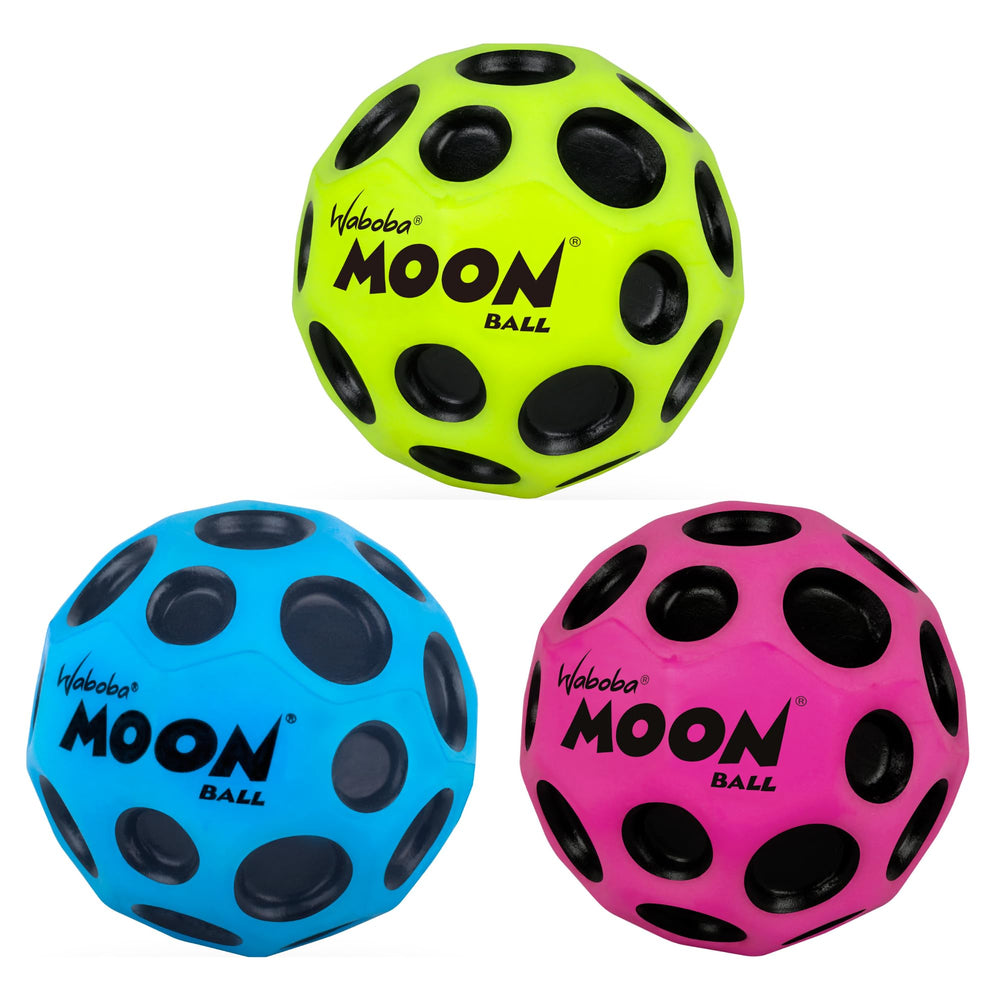 Waboba Moon Balls in hand showing 2.48 inch size and easy-to-hold benefit