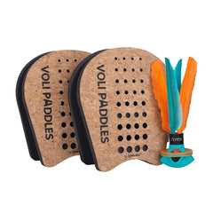 Waboba VOLI front view showing two wearable paddles and oversized shuttlecock for instant play