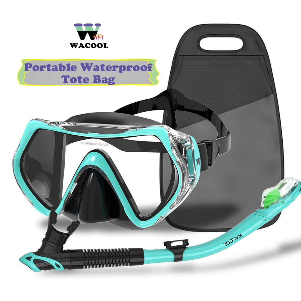 WACOOL snorkeler using kit at beach illustrating comfort and improved underwater viewing