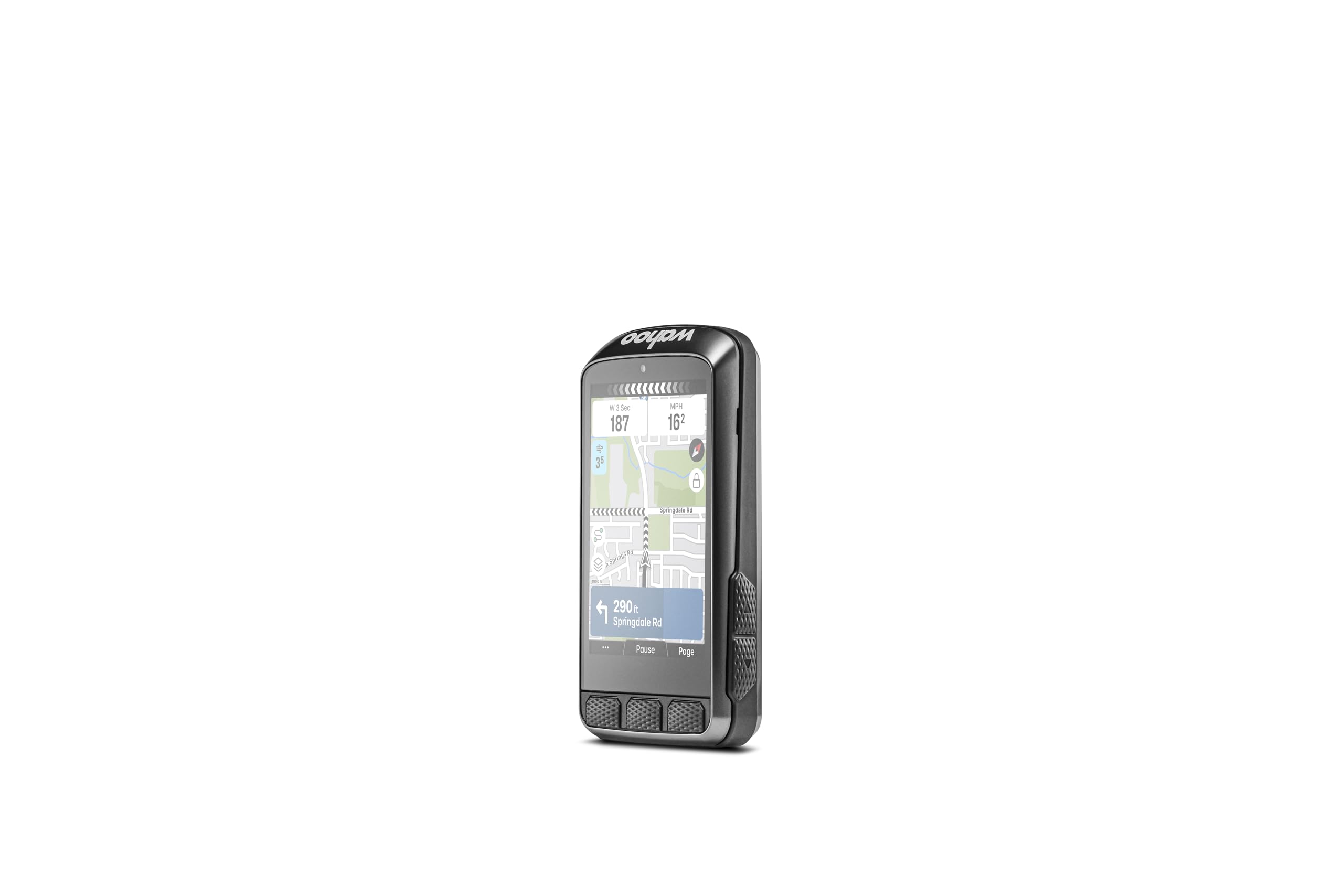 Wahoo ELEMNT ACE close-up on out-front mount showing secure fit