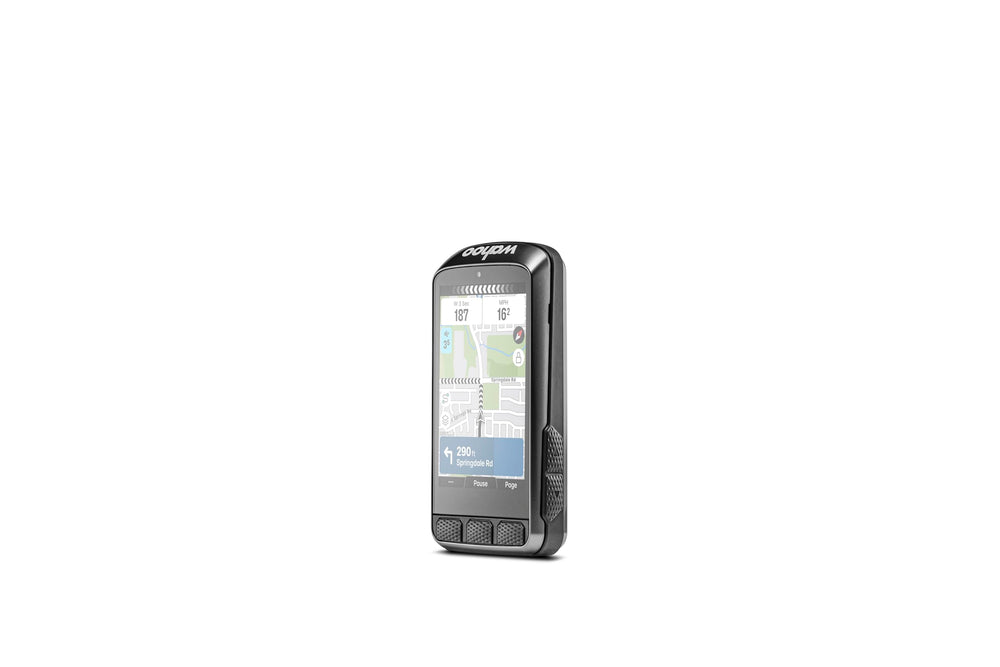 Wahoo ELEMNT ACE close-up on out-front mount showing secure fit
