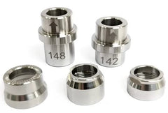 Wahoo kit front view showing adapters and lock nuts for secure trainer fit