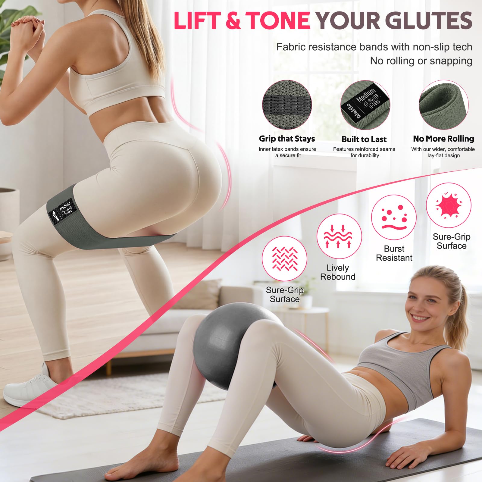 WALITO small yoga ball with straps showing support for core work