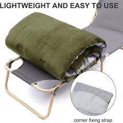Wamsound pad installed on a folding cot demonstrating stable, non-slip benefit