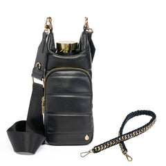 WanderFull HydroBag front view showing quilted vegan leather and secure zippers for stylish protection