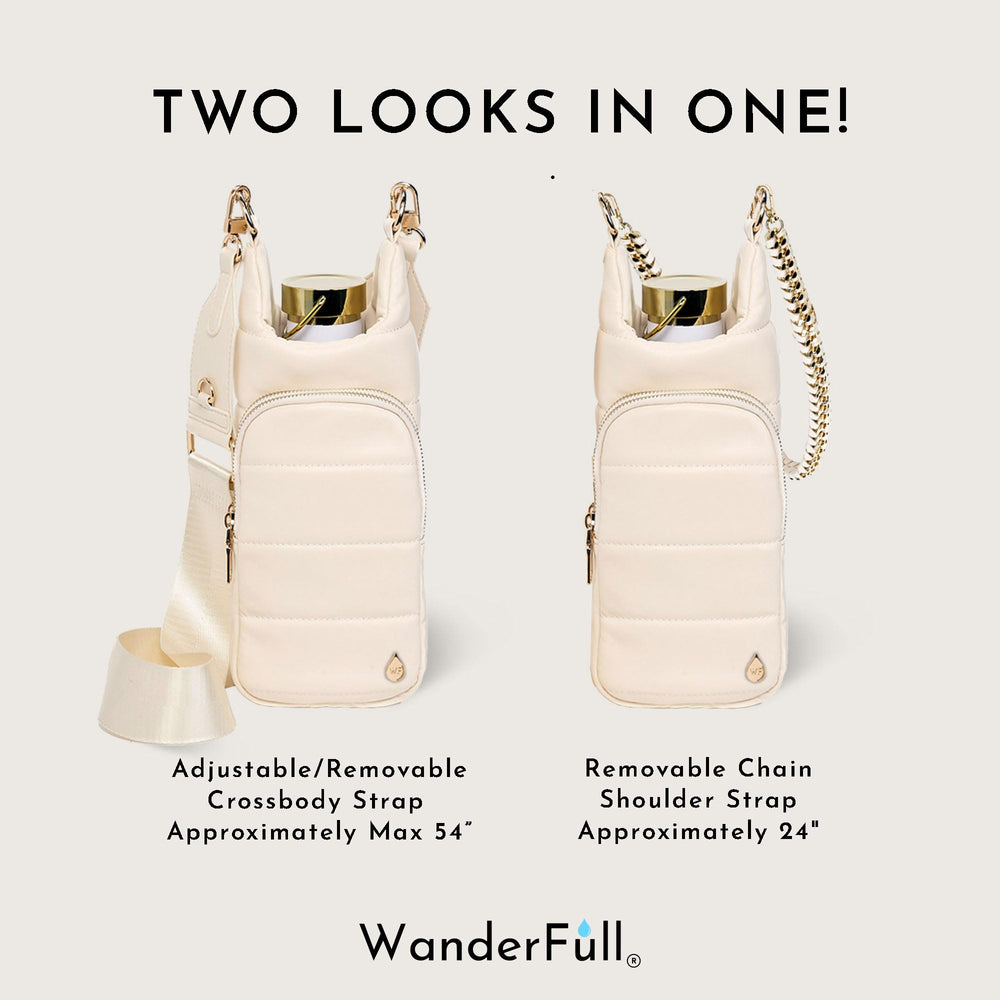 WanderFull HydroBag next to a hand to illustrate compact size and easy portability