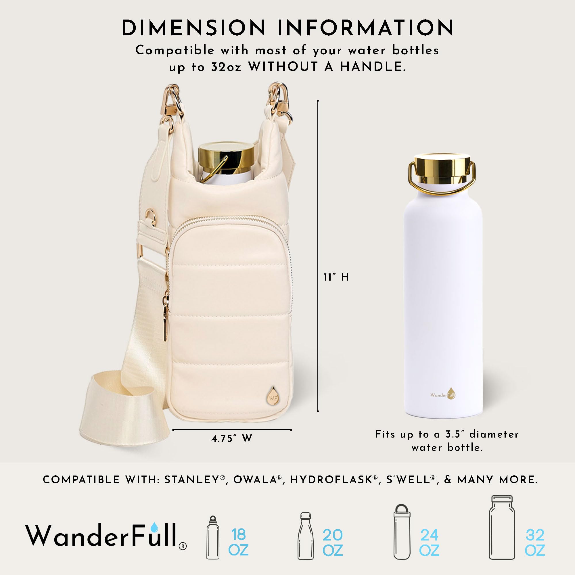 Adjustable straps and hardware on WanderFull HydroBag demonstrating comfortable hands-free carry