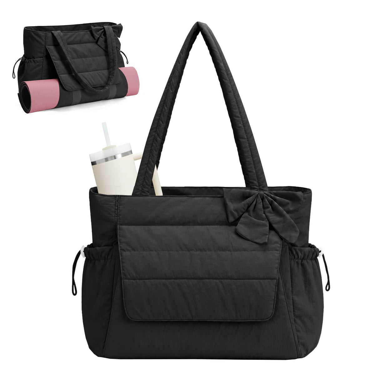 Wandering Nature tote front view showing organized pockets and streamlined silhouette for easy carry