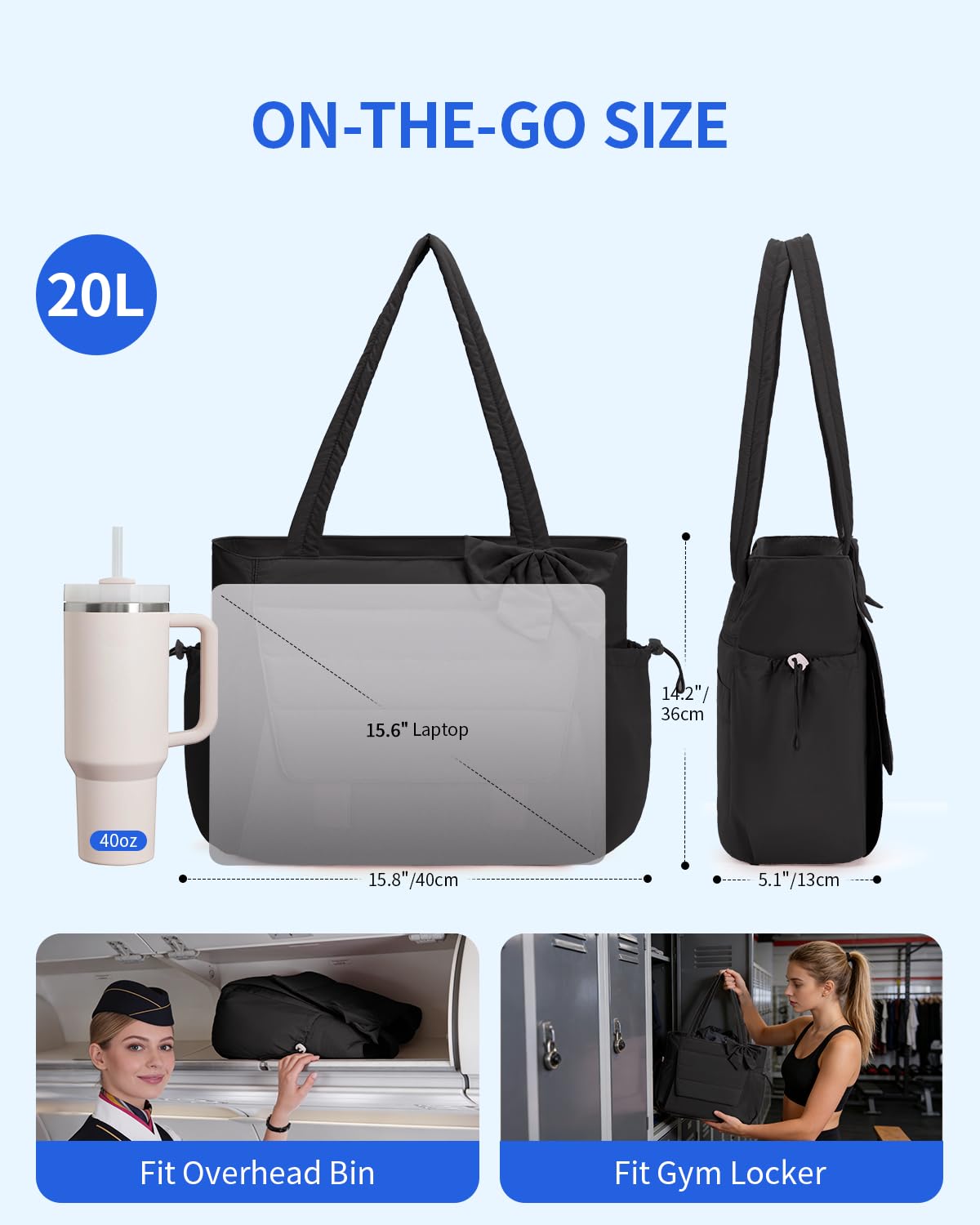 Wandering Nature padded 15.6 inch laptop sleeve inside the tote protecting devices during transit