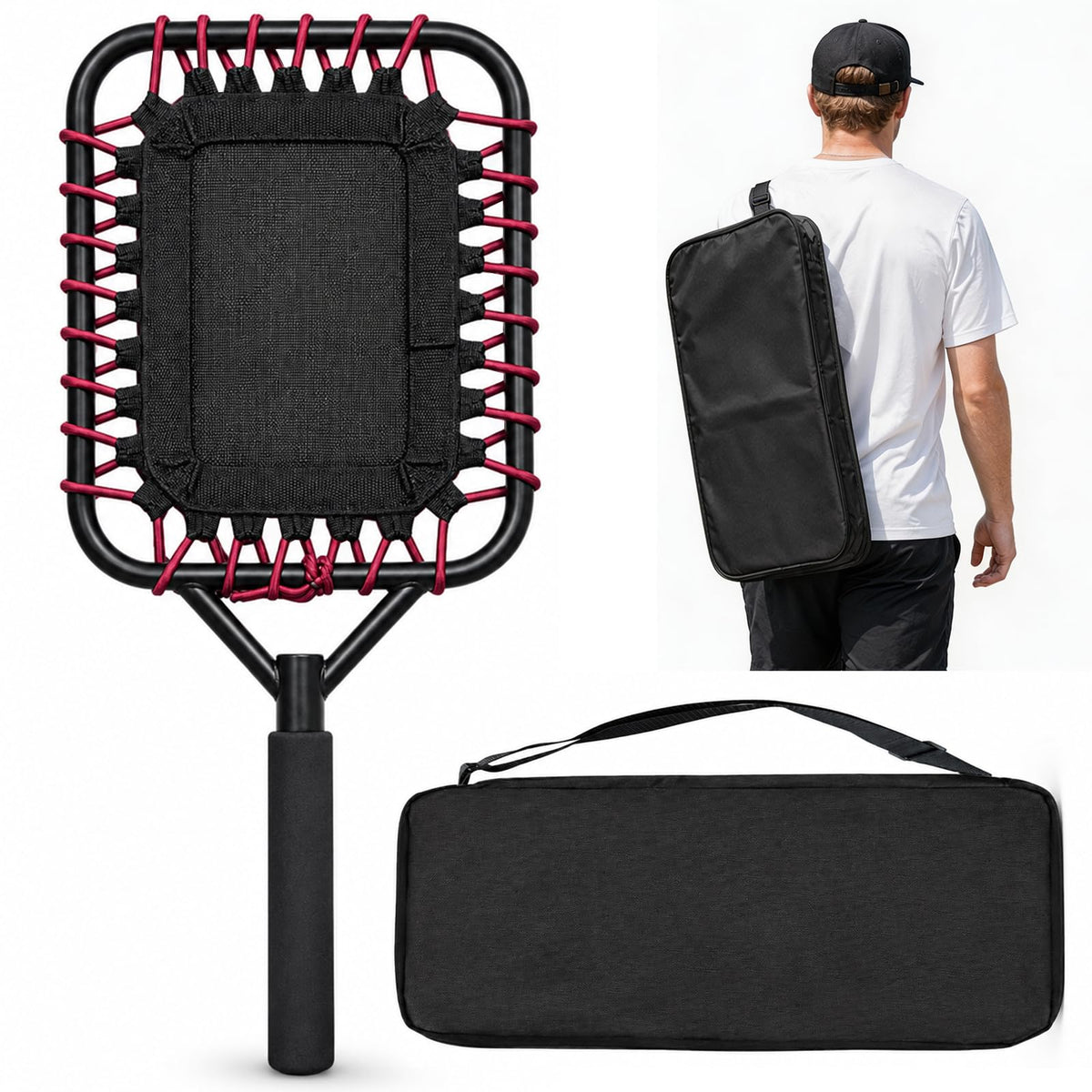 wasoyun racket front view showing full bat and net head, aids consistent practice