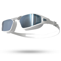 WATER TIME front view white goggles showing sleek frame and secure fit benefit clarity