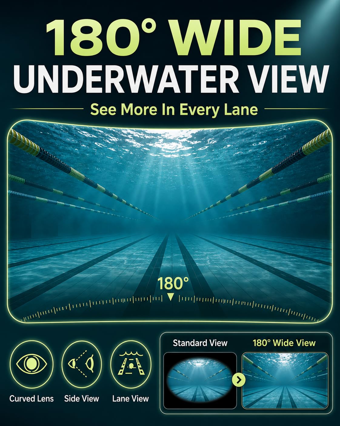 WATER TIME demonstration of wide 180-degree view aiding lane awareness