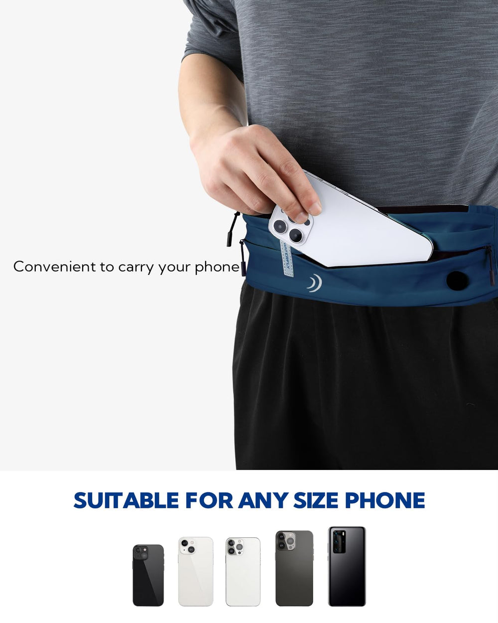 WATERFLY belt in use while jogging demonstrating secure no-bounce fit and stability