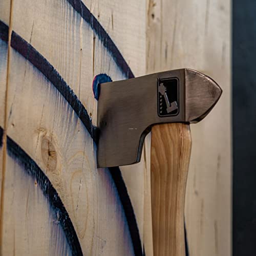 WATL axe stuck in wooden target demonstrating sticking performance benefit