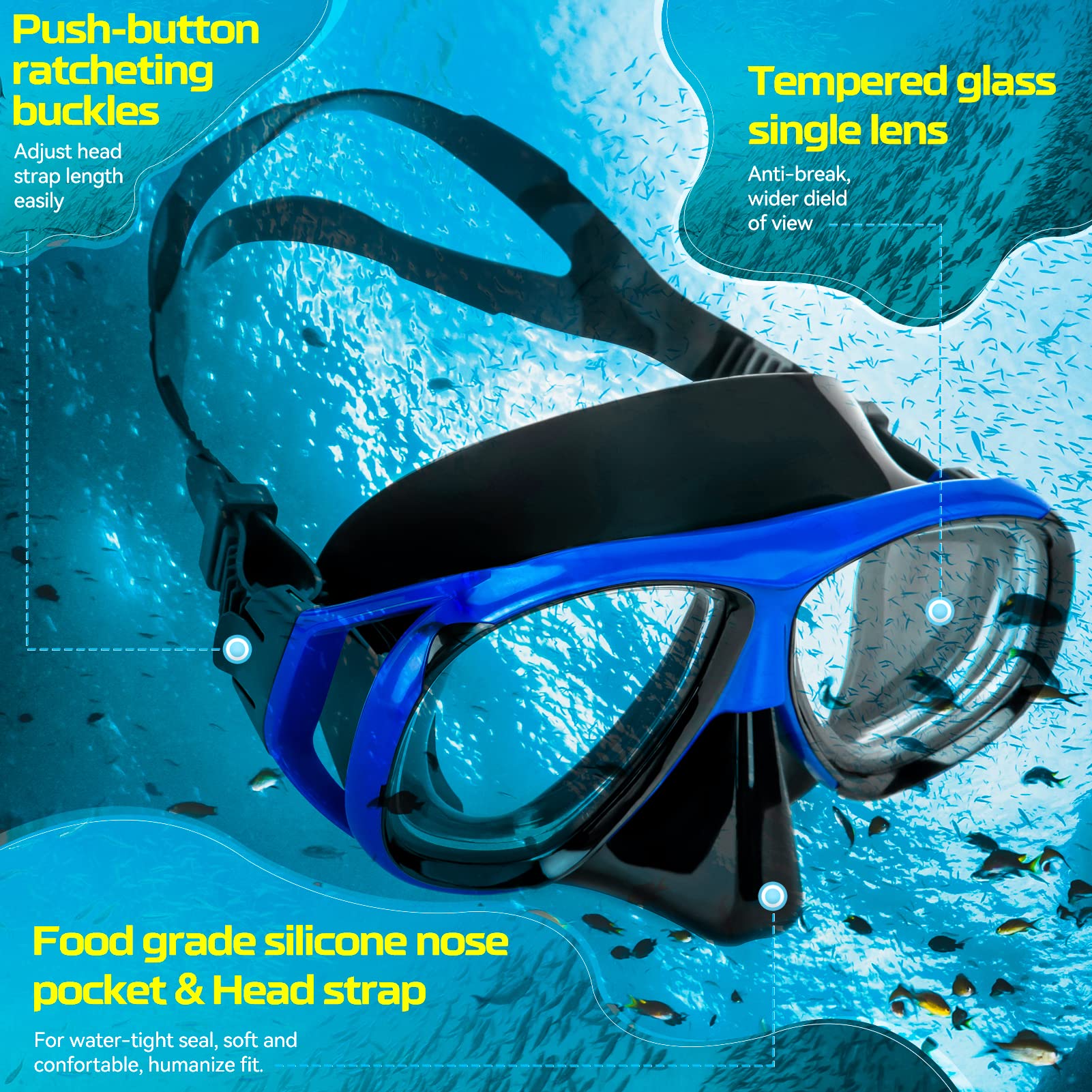 WAVE side profile showing adjustable strap and comfortable secure fit benefit